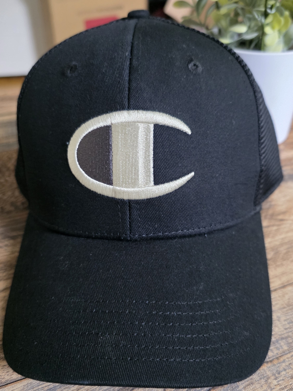 Champion Big C Trucker Hat Black Adjustable Snapback NWT